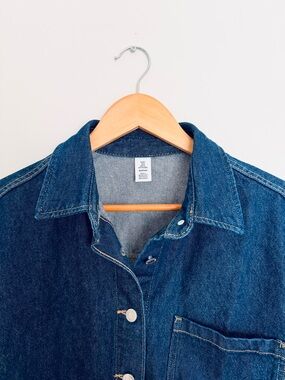 *NWOT* GAP Denim Short Sleeve Boxy Jacket in Dark Blue